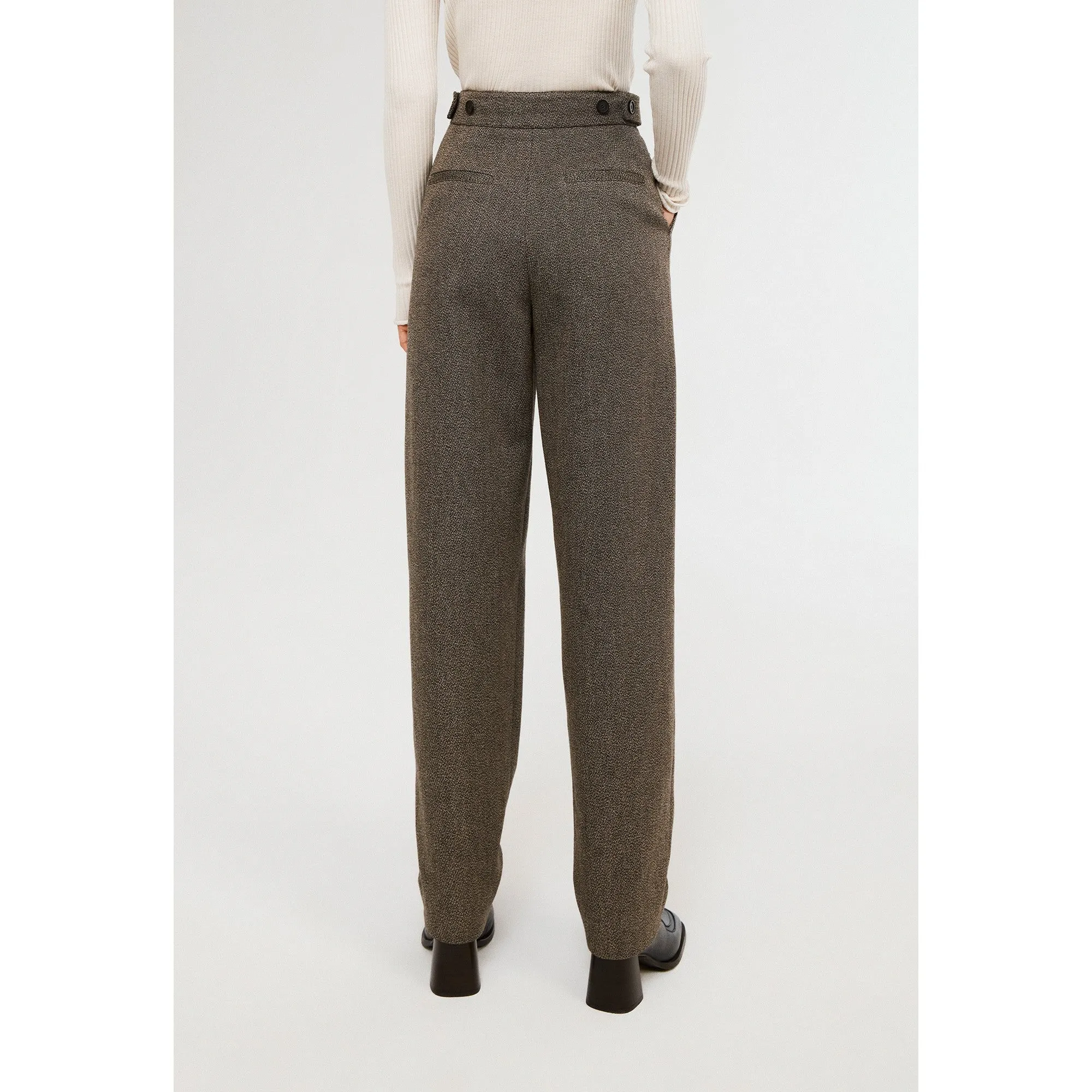 Women Pleated Trousers - Brown